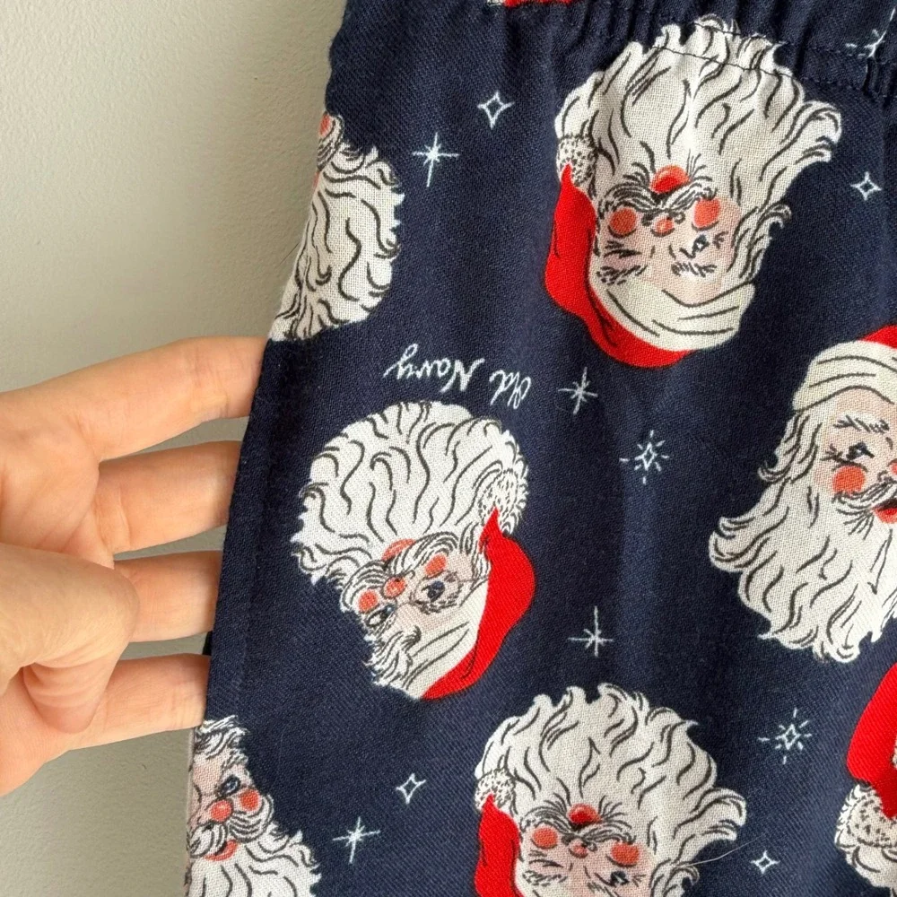 OLD NAVY Navy Blue Santa Holiday Christmas Kids‎ Pajama Pants, 10/12